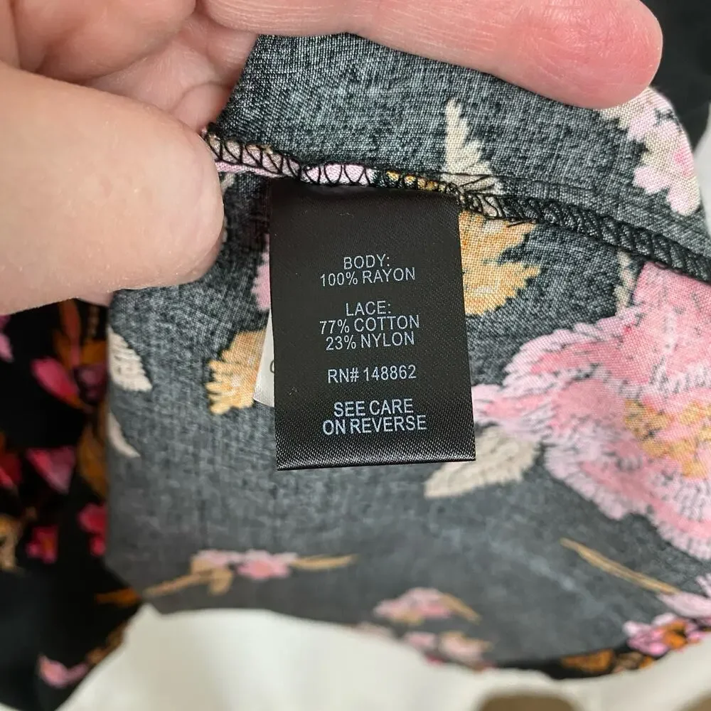 Torrid Black&Pink Floral Challis Mini Shirt Dress Sz.4 NWT - Picture 15 of 16